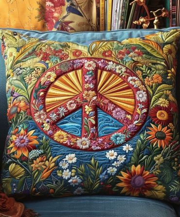 Cosmic Peace Quilted Pillow Cover - Celestial Themed Throw Pillowcase, Soothing Star & Galaxy Motifs On Soft Cotton Blend For Meditation Spaces