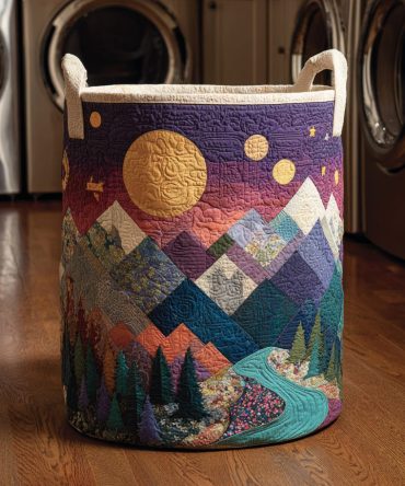 Cosmic Sun Quilted Laundry Hamper – Large Foldable Basket With Sturdy Handles, Breathable Durable Fabric For Modern Home Organization