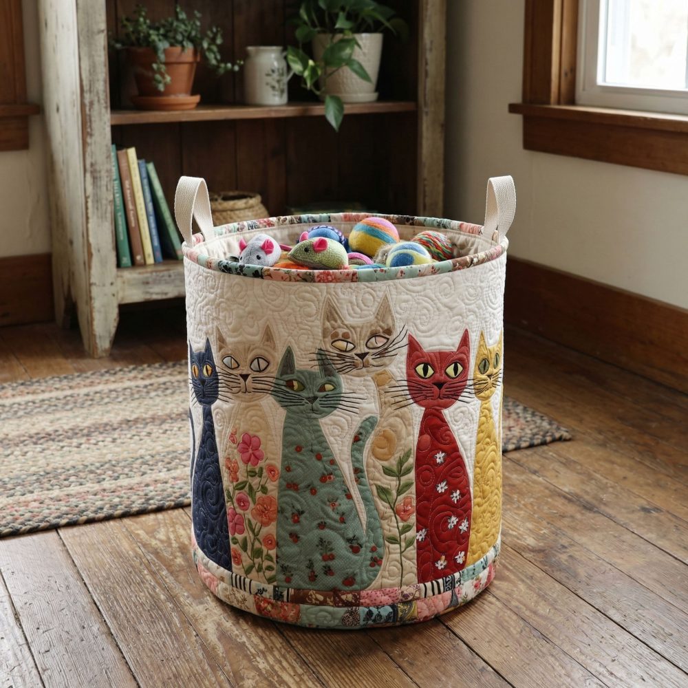 Homestead Heritage Quilted Laundry Hamper - Country Patchwork Design, Foldable Cotton-Blend Fabric Basket With Sturdy Handles For Farmhouse - Image 2