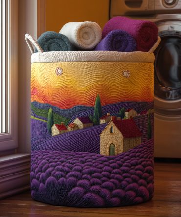 Cozy Cottage Quilted Laundry Hamper - Large Foldable Fabric Basket With Handles, Durable & Stylish Home Accent
