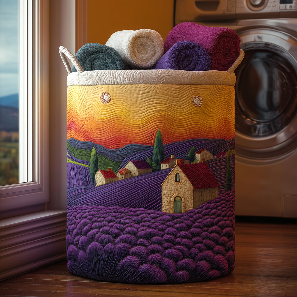 Cozy Cottage Quilted Laundry Hamper - Large Foldable Fabric Basket With Handles, Durable & Stylish Home Accent