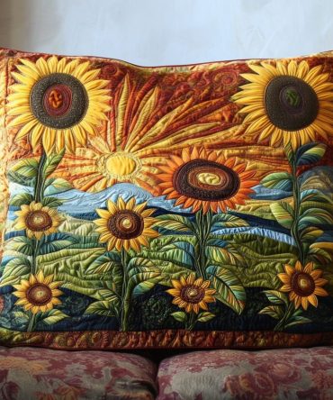 Country Sunbeam Quilted Pillow Cover — Warm Sun-Toned Pillowcase For Farmhouse & Cottage Decor, Soft Cotton-Blend, Easy Care