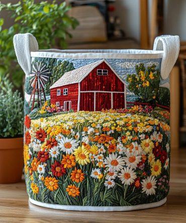 Farmhouse Country Quilt-Style Laundry Hamper — Decorative Quilted Fabric Basket With Handles, Collapsible Linen Organizer For Bedroom