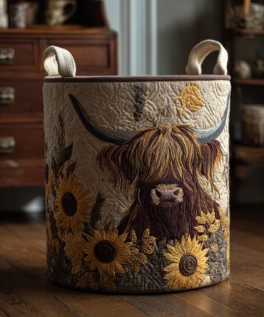 Cow Serenity Quilted Farmhouse Laundry Hamper — Rustic Cow Print Collapsible Washable Laundry Basket For Country-Chic Home Storage