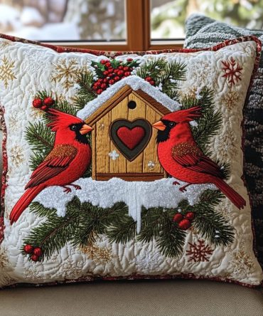 Cozy Cabin Quilted Throw Pillow Cover — Rustic Lodge-Inspired Cushion Case, Warm Cabin Accent For Couch, Bed & Seasonal Retreats