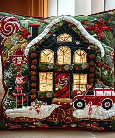 Cozy Cabin Quilted Pillow Cover — Rustic Lodge Throw Pillowcase For Mountain Retreats, Durable Cotton Blend, Easy Care