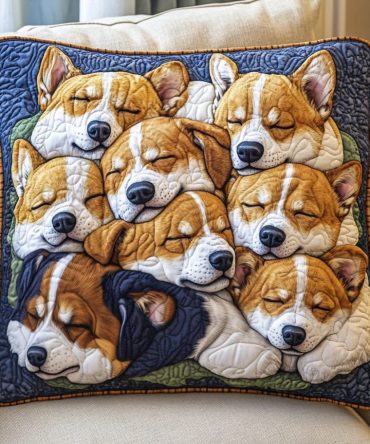 Quilted Dog-Themed Decorative Pillow Cover — Cozy Canine Accent For Pet Lovers, Soft Washable Throw Pillowcase, Premium Cotton Blend, Perfect Gift