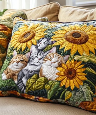 Cozy Cat Companions Quilted Pillowcase Cover — Adorable Cat Duo Decorative Pillow Sham, Soft Quilted Accent For Pet-Friendly Bedrooms