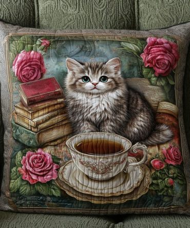 Cozy Cat Corner Quilted Throw Pillow Cover — Charming Feline Motif Decorative Pillowcase For Cat Lovers & Cozy Rooms