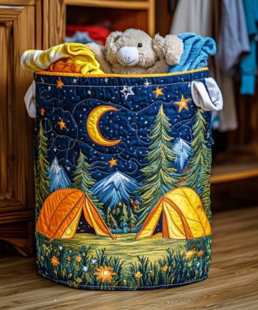 Cozy Adventure Quilted Laundry Hamper — Playful Foldable Basket With Strong Handles, Soft Quilted Fabric & Easy-Clean Liner For Kids