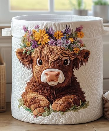 Quilted Calf Animal Laundry Hamper — Adorable Foldable Basket With Soft Cotton Feel, Sturdy Handles For Nursery, Kids & Farmhouse Decor — Machine-Washable Cover, Collapsible & Gift-Ready