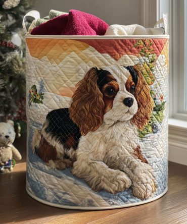 Cozy Cavalier Quilted Laundry Hamper — Elegant Soft-Touch Washable Laundry Basket, Large Foldable Organizer With Carry Handles