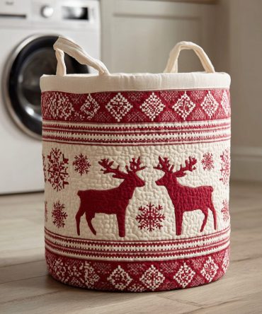 Limited-Edition Holiday Lights Quilted Laundry Hamper — Large Decorative Fabric Storage Basket With Reinforced Handles & Fold-Flat Design