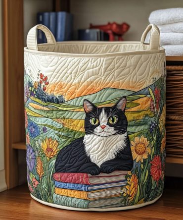 Cozy Kitties Quilted Laundry Hamper – Cute Cat-Themed Collapsible Fabric Basket With Handles For Charming Organization
