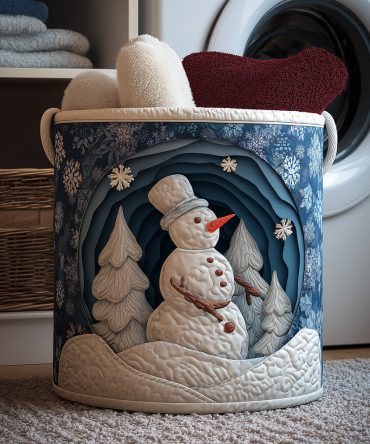 Cozy Xmas Quilted Laundry Hamper – Warm Holiday Fabric Basket, Foldable Christmas Storage Bin With Reinforced Handles