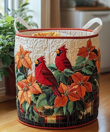 Crimson Watch Quilted Laundry Hamper — Sturdy Red Fabric Laundry Basket, Foldable & Washable With Reinforced Handles For Everyday Use