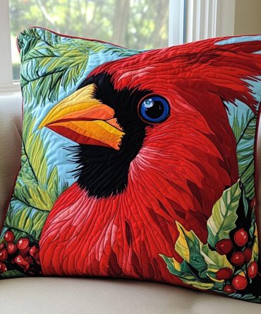 Crimson Cozy Quilted Pillow Cover — Deep Red Holiday Throw Case For Warm Seasonal Ambiance, Soft Quilted Finish