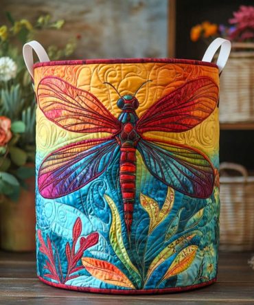 Crimson Garden Radiance Quilted Laundry Hamper — Bold Floral Foldable Storage Basket, Large Quilted Laundry Organizer With Carry Handles