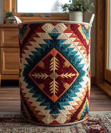 Crimson Path Quilted Laundry Hamper — Bold Red Quilted Fabric Laundry Basket With Durable Handles, Collapsible Storage & Statement Style
