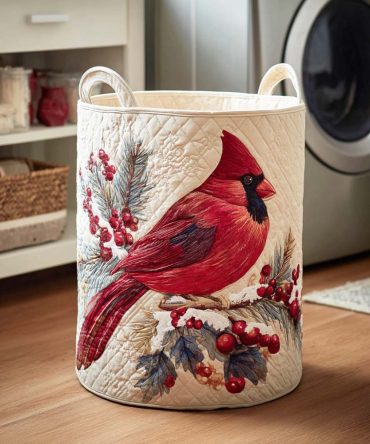 Premium Crimson Wing Quilted Laundry Hamper - Foldable Large Laundry Basket With Reinforced Handles & Breathable Liner For Stylish Homes