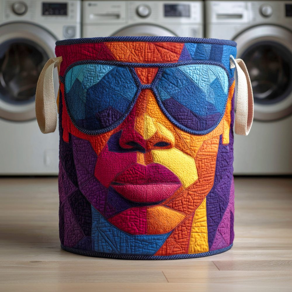 Crowned In Color Quilted Laundry Hamper — Vibrant Quilted Collapsible Laundry Basket With Strong Handles, Colorful Home Accent & Easy Storage