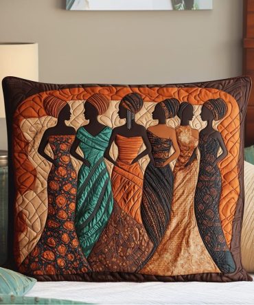 Crowned In Nature Quilted Decorative Pillow Cover — Elegant Leaf & Crown Motif, Luxurious Quilted Accent Sham For Sofa, Bed & Living Room