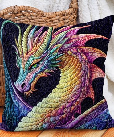 Crystal Serpent Quilted Pillow Cover - Mythical Serpent Decorative Throw Pillowcase, Gemstone Inspired, Luxe Home Accent