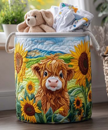 Cuddly Coo Quilted Laundry Hamper — Adorable Soft Quilted Fabric Basket With Handles, Foldable Storage For Nursery, Kids & Home