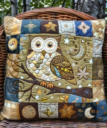 Cuddly Owl Quilted Decorative Pillowcase — Ultra-Soft Quilted Sham With Playful Owl Motif, Hypoallergenic Cotton Blend For Kids