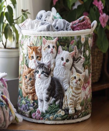 Curious Paws Quilted Laundry Hamper – Adorable Pet Pattern Foldable Clothes Basket With Reinforced Handles For Kids, Dorms & Everyday Storage