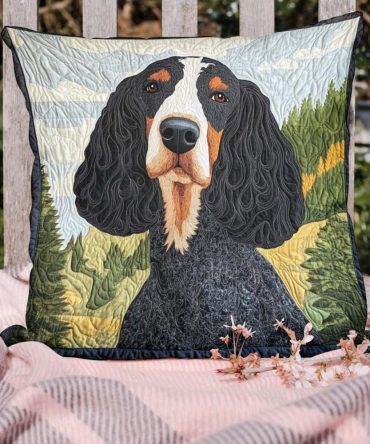Curly Charm Quilted Pillow Cover — Playful Curly Dog Silhouette Cushion Case In Quilted Fabric For Kids Rooms & Cozy Spaces, Hidden Zipper, Machine-Washable