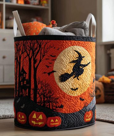 Cursed Moonlight Quilted Laundry Hamper — Large Foldable Fabric Basket For Stylish Home Storage, Durable Handles & Soft Padded Exterior