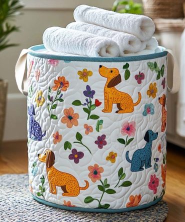 Dachshund Cutie Quilted Laundry Hamper - Cute Dog-Themed Washable Fabric Basket For Clothes, Toys & Storage