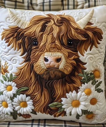 Daisy Delight Quilted Decorative Pillow Cover — Cheerful Floral Throw Pillowcase, Soft Cotton Blend For Bright Home Accents