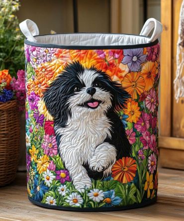 Daisy Delight Quilted Laundry Hamper — Bright Daisy Print Quilted Fabric Basket With Handles, Collapsible & Machine-Washable For Cheerful Storage