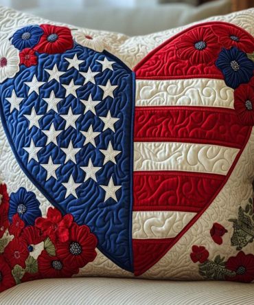 Daisy Duty Quilted Throw Pillow Cover — Floral-Accent Decorative Pillowcase, Soft Quilted Texture, Machine Washable, Gift-Ready