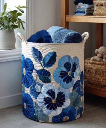 Vintage Dandy Daydream Quilted Laundry Basket — Floral Fabric Hamper, Foldable Storage Solution For Closet & Nursery