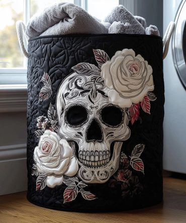 Dark Elegance Quilted Laundry Hamper - Luxury Black Clothes Organizer With Reinforced Handles, Modern Chic Bedroom Storage