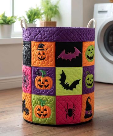 Dark Harvest Quilted Laundry Hamper - Autumn Harvest Print Fabric Basket, Foldable Decorative Laundry Storage For Seasonal Home Decor