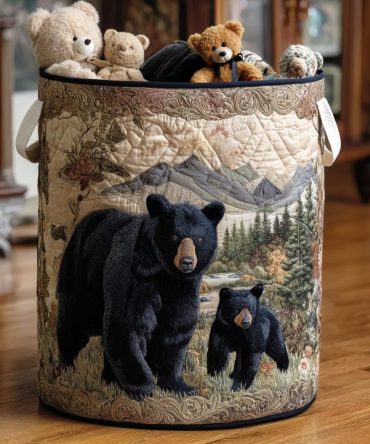 Dark Paws Quilted Laundry Hamper — Stylish Pet-Themed Fabric Basket, Foldable Laundry Organizer With Reinforced Handles
