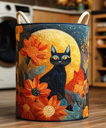 Dark Petal Quilted Laundry Hamper — Chic Moody Floral Foldable Fabric Basket With Reinforced Handles & Sturdy Base For Home Organization