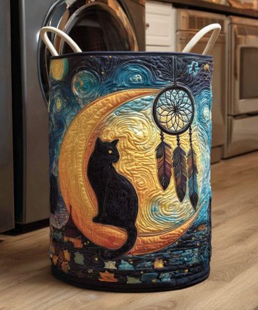 Large Quilted Laundry Hamper - Dark Tail Fabric Storage Basket With Handles, Foldable & Durable Home Laundry Organizer
