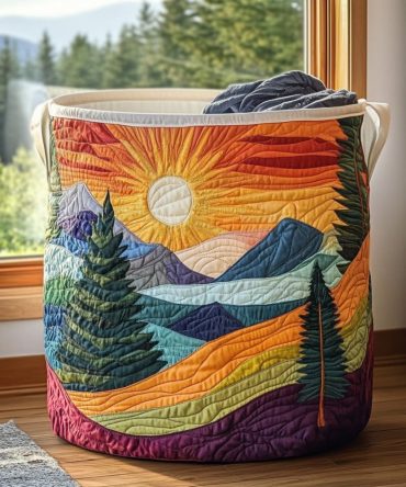Dawn Glow Quilted Laundry Hamper — Soft Pastel Cotton Basket With Subtle Pattern, Collapsible & Durable With Reinforced Handles For Everyday Elegance
