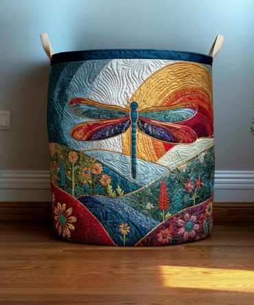 Daybreak Wings Quilted Laundry Hamper – Fresh Morning Motif Fabric Basket, Collapsible & Washable Hamper With Handles For Everyday Organization