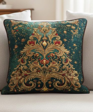 December Dream Quilted Pillow Cover - Elegant Snowflake Holiday Throw Pillowcase For Christmas Bedroom, Sofa & Gift-Ready Packaging