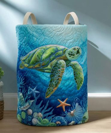Deep Blue Voyager Quilted Laundry Hamper — Nautical Foldable Fabric Basket, Large Sturdy Organizer For Home, Bathroom & Beach Retreats