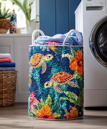 Deep Serenity Quilted Laundry Hamper - Large Foldable Fabric Basket With Handles , Soft Durable Organizer For Bedroom & Laundry
