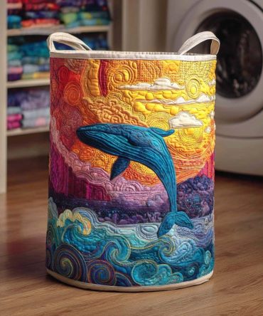 Deep Tide Quilted Laundry Hamper — Foldable Fabric Basket With Comfortable Handles For Stylish Home Storage
