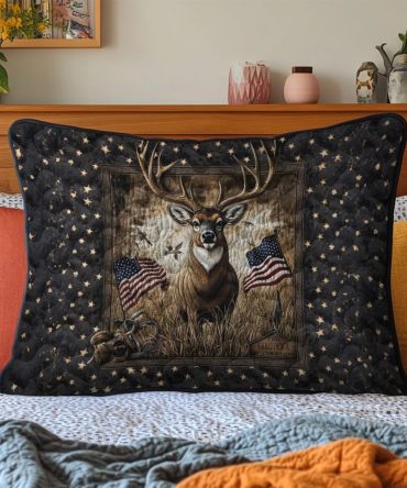 Deer Trail Quilted Decorative Pillow Cover — Nature-Inspired Deer Motif, Textured Throw Pillowcase For Rustic, Lodge & Woodland Décor