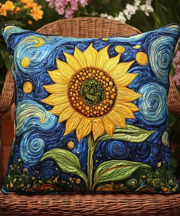 Deluxe Sunflower Quilted Pillowcase — Cozy Floral Throw Pillow Cover, Reversible Design, Premium Cotton Blend, Easy Care